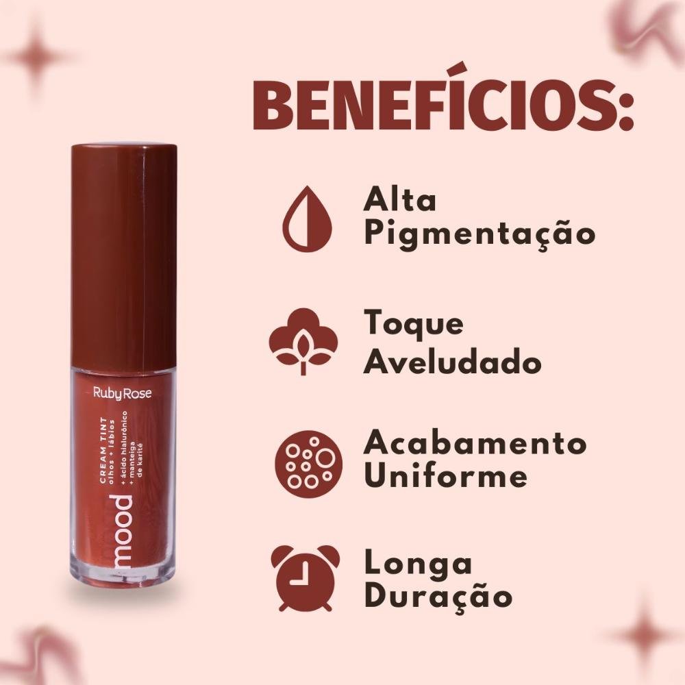 Cream Tint Olhos e Lábios Ruby Rose Mood Mauve C20 Hb-575-1 Hb5751 - Malve C20  2