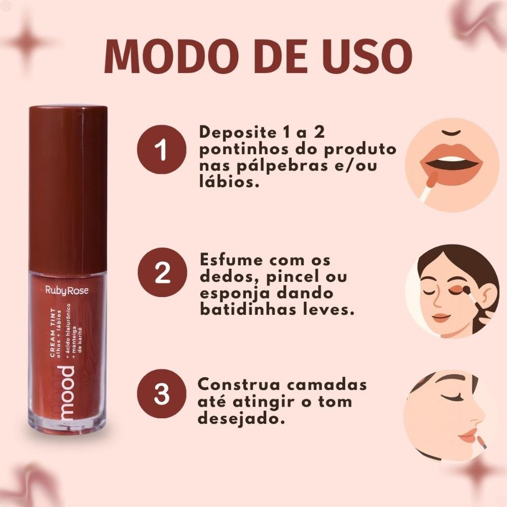 Cream Tint Olhos e Lábios Ruby Rose Mood Mauve C20 Hb-575-1 Hb5751 - Malve C20  6