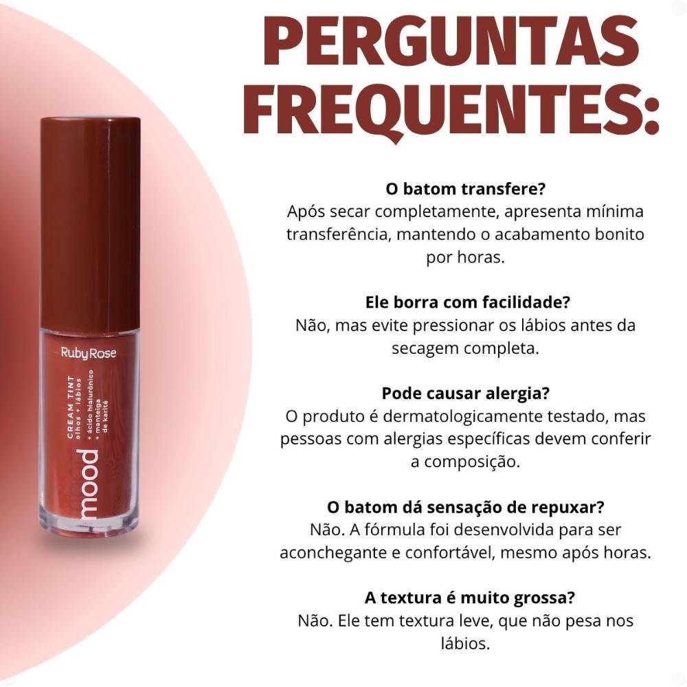 Cream Tint Olhos e Lábios Ruby Rose Mood Mauve C20 Hb-575-1 Hb5751 - Malve C20  7