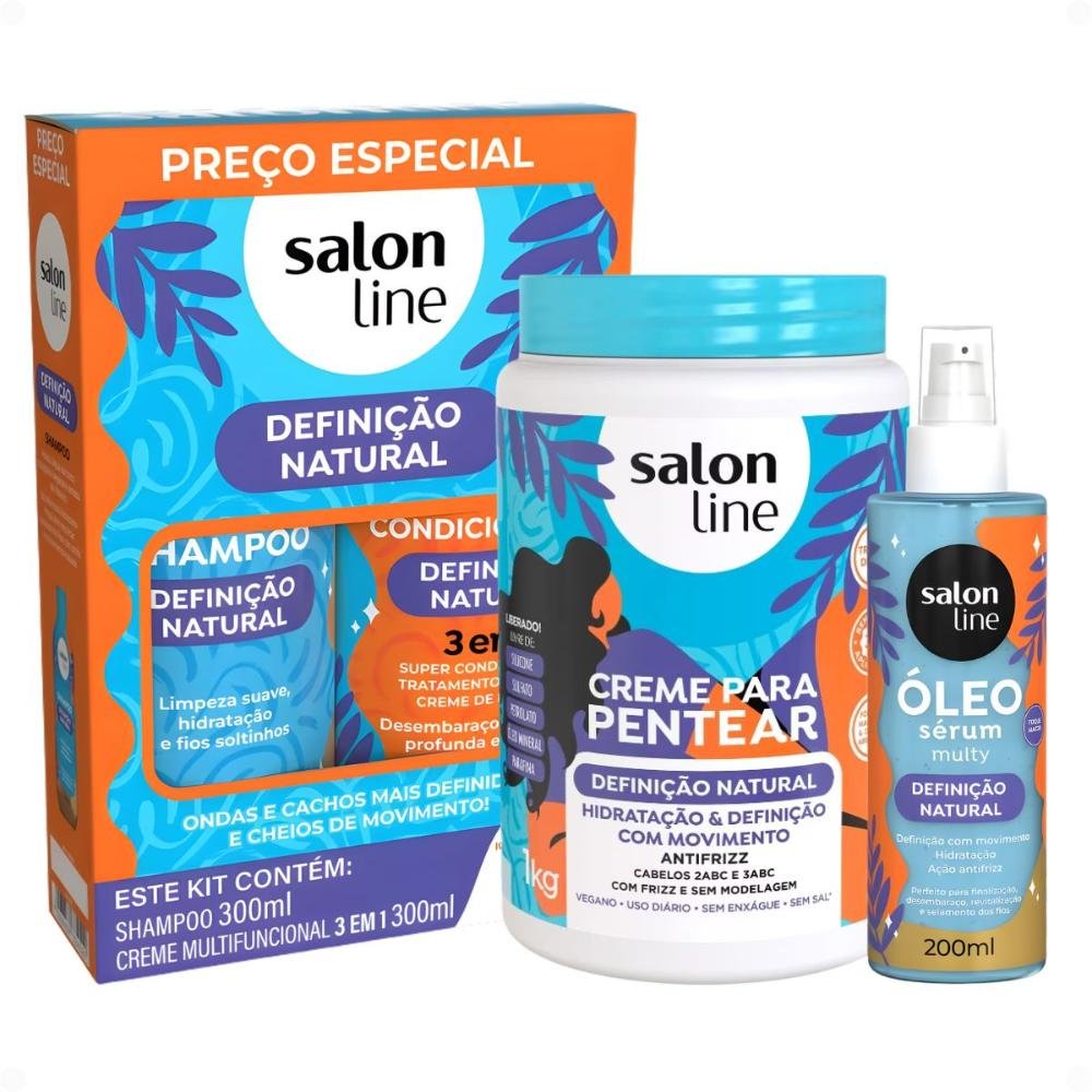 Kit Salon Line Definição Natural: Shampoo, Creme Multifuncional