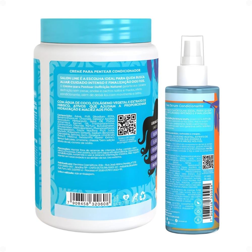 Kit Salon Line Definição Natural: Shampoo, Creme Multifuncional 300ml, Creme Para Pentear 1kg e Óleo Sérum Capilar 200ml ÚNICO 4