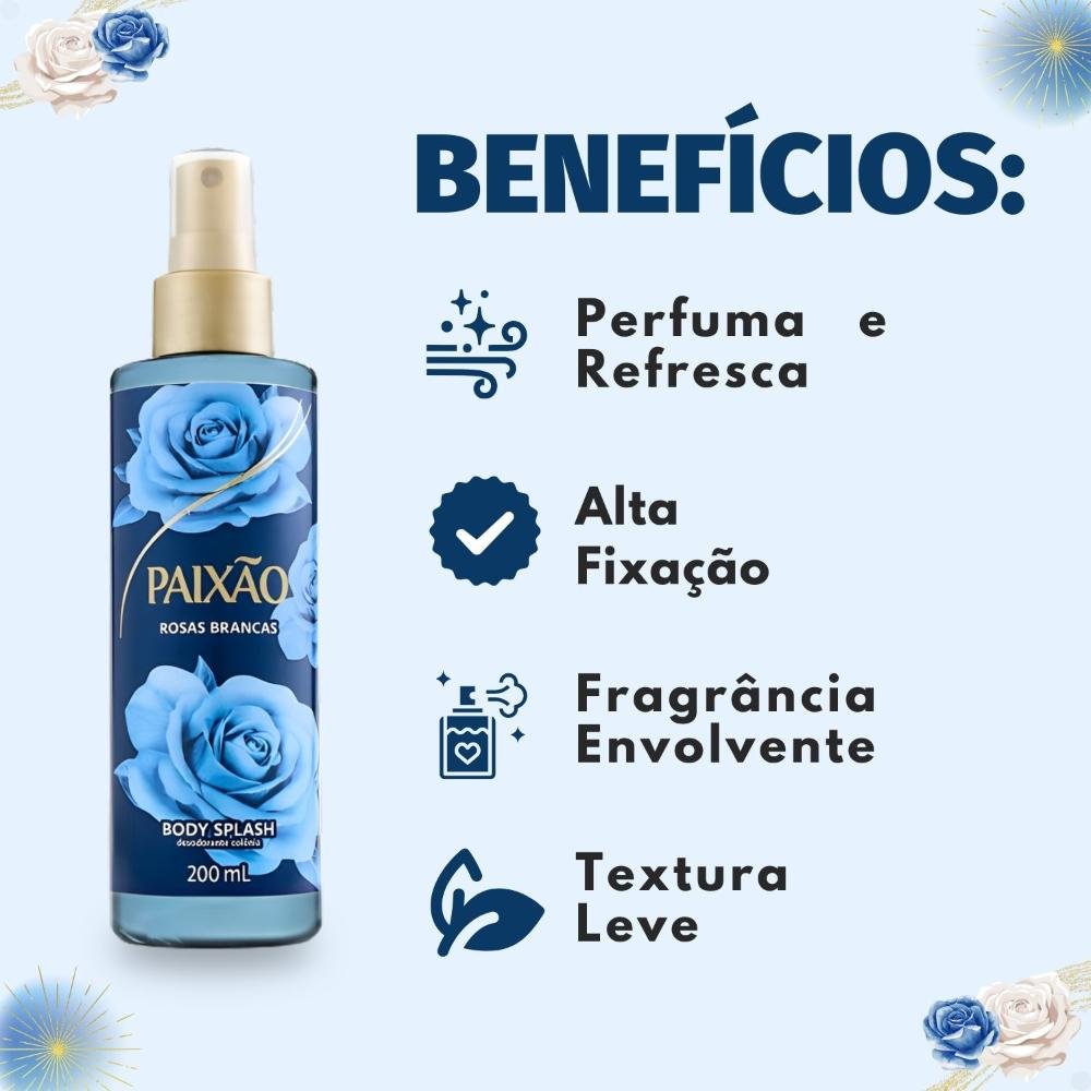 Body Splash Paixão Rosas Brancas 200ml 200ml 2