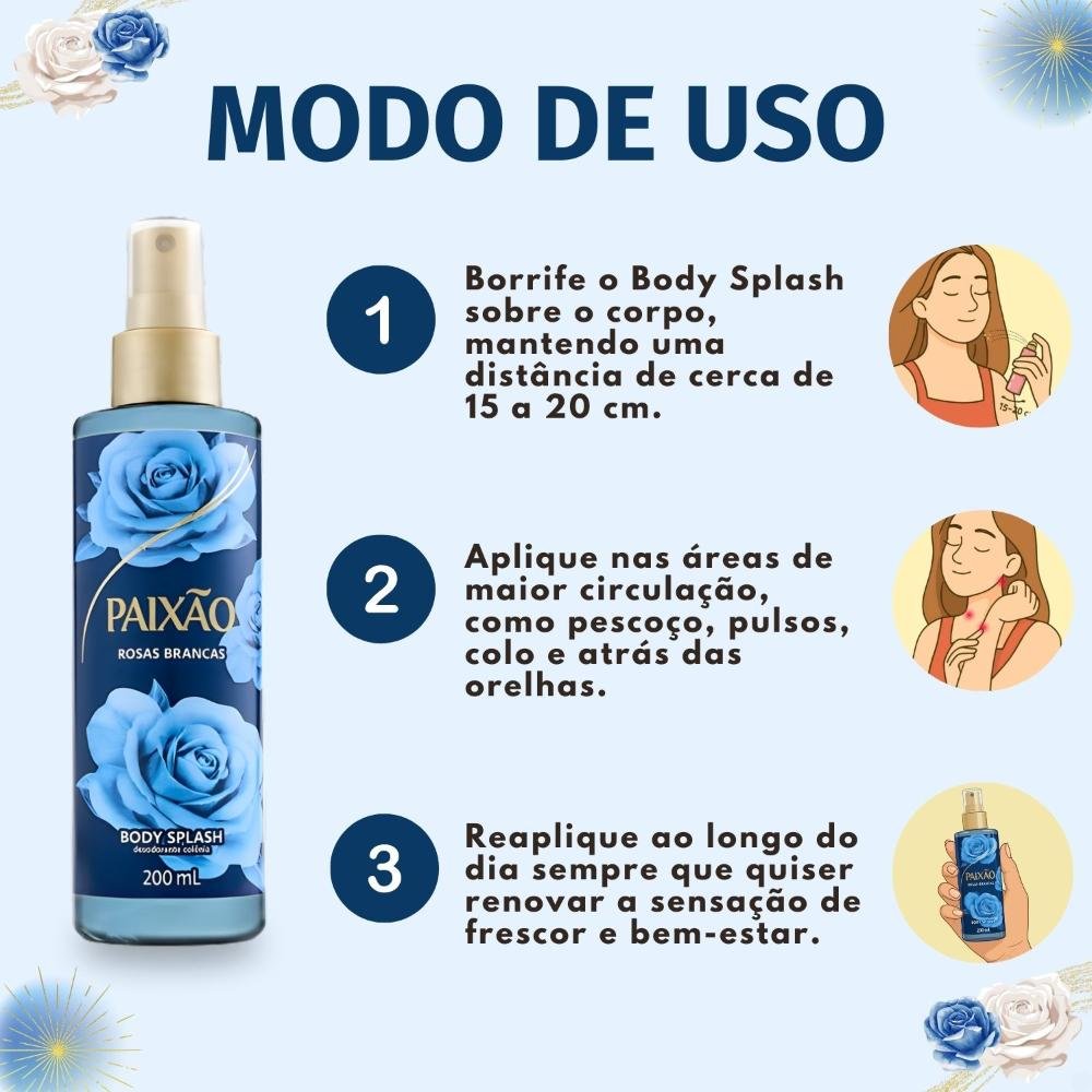 Body Splash Paixão Rosas Brancas 200ml 200ml 5