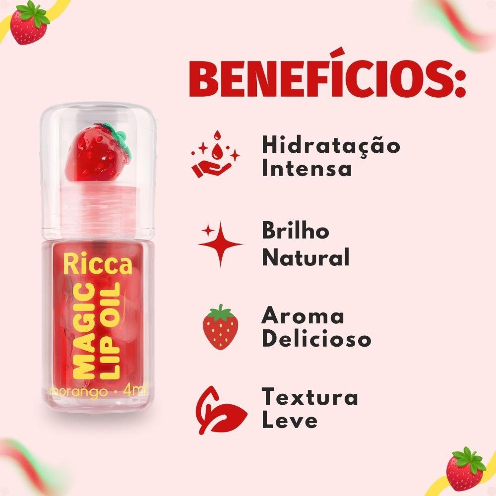 Lip Oil Ricca Magic Morango 4ml 2