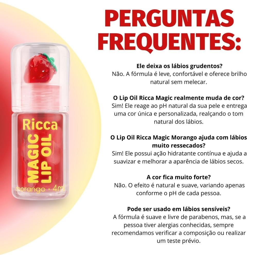 Lip Oil Ricca Magic Morango 4ml 7
