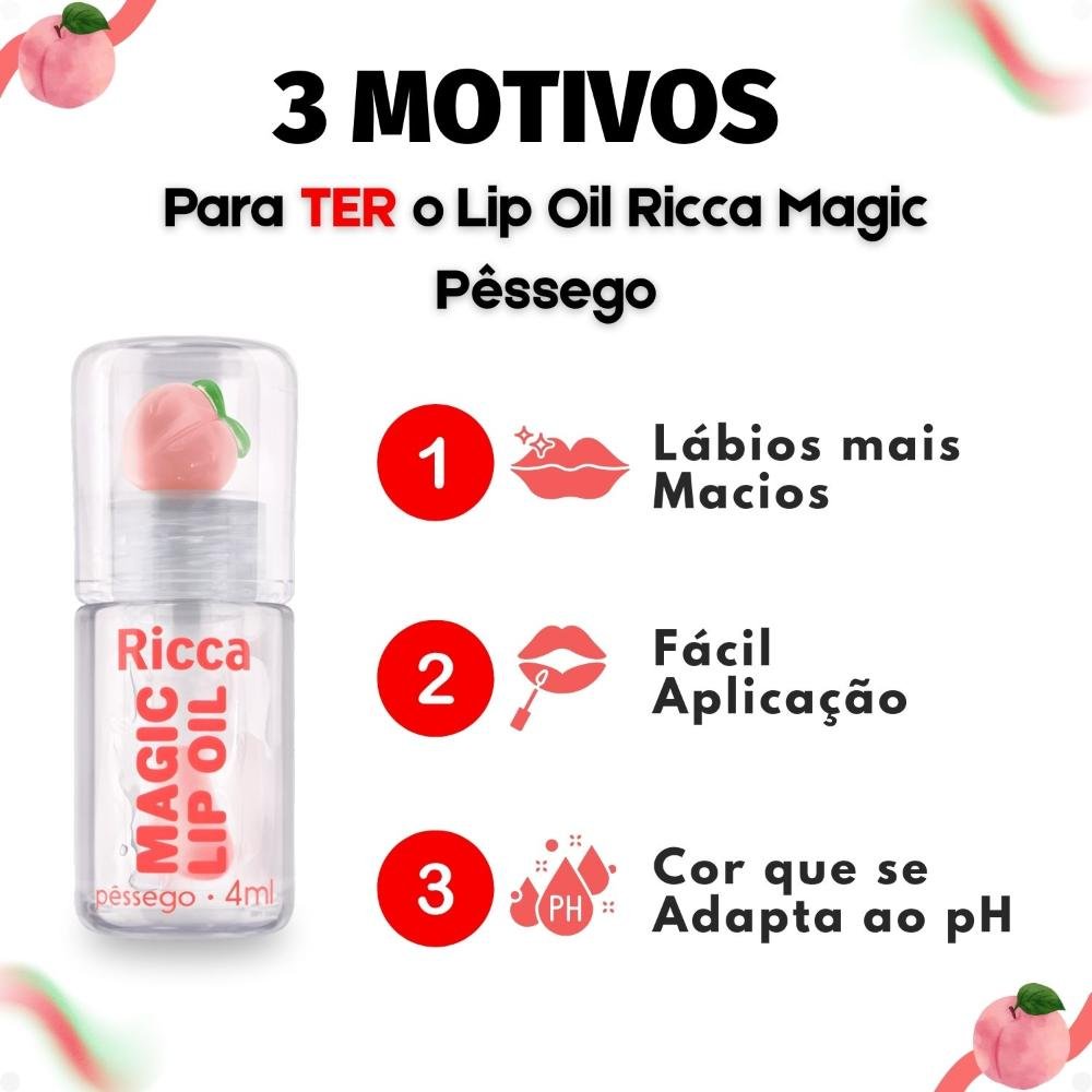 Lip Oil Ricca Magic Pessego 4ml 5