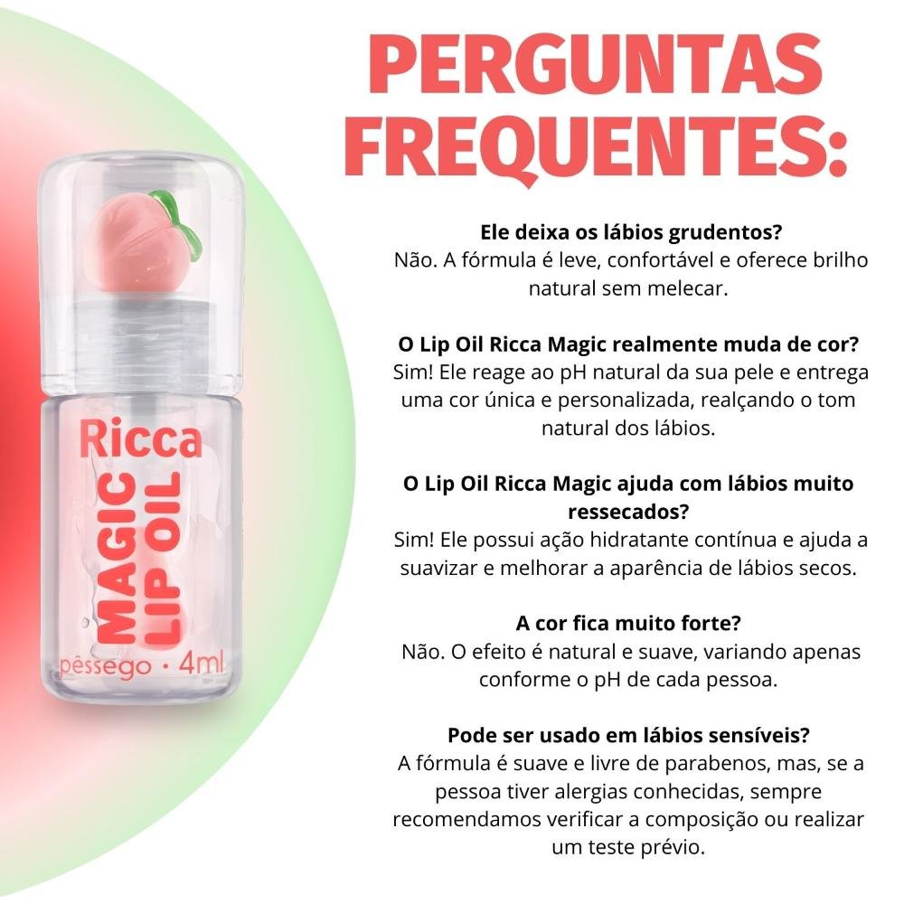 Lip Oil Ricca Magic Pessego 4ml 7