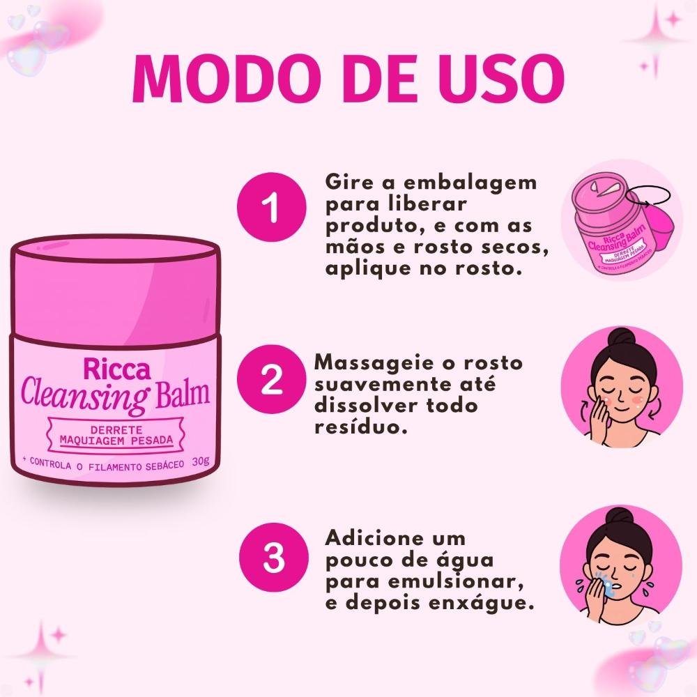 Cleansing Balm Ricca Derrete Maquiagem Pesada 30g 30g 6