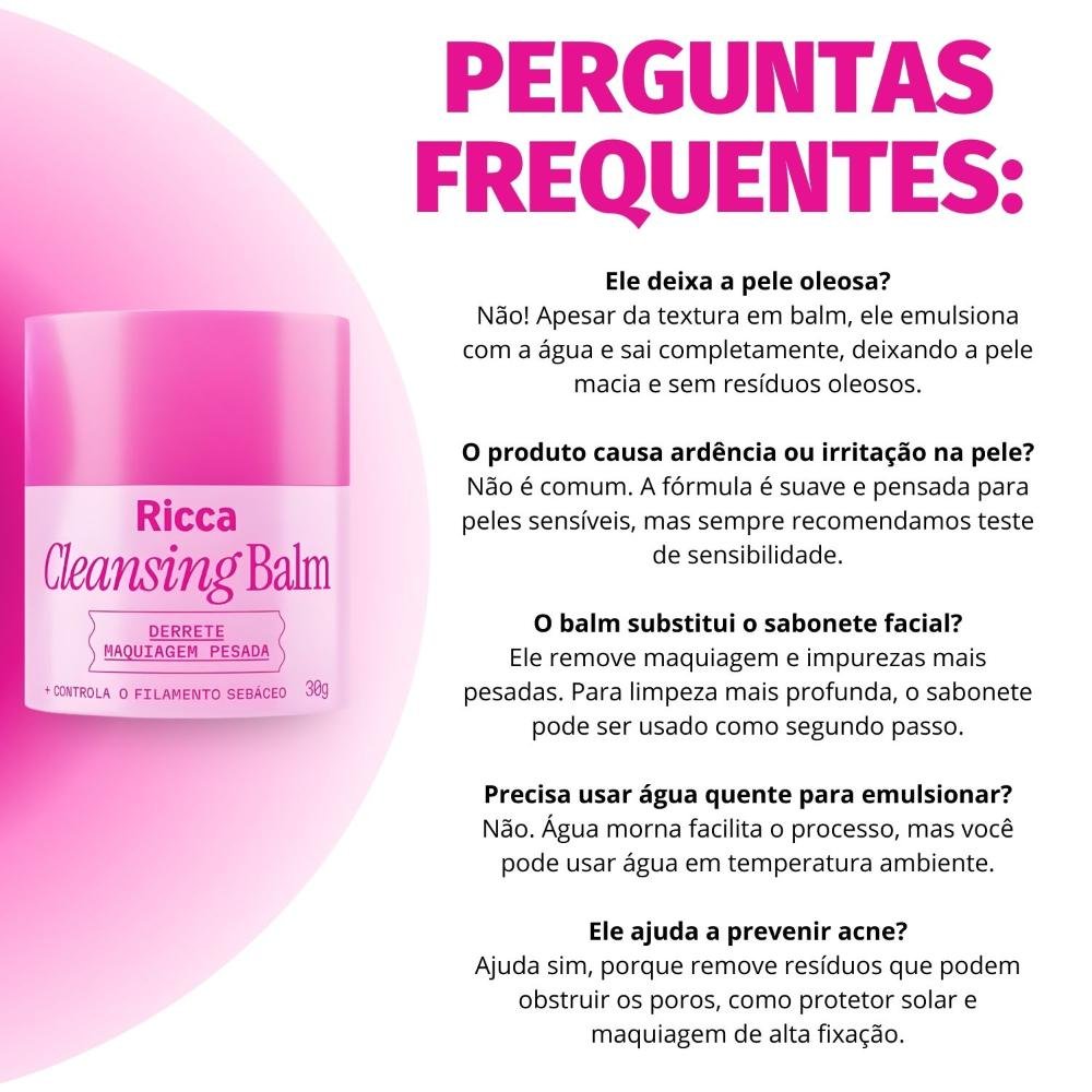 Cleansing Balm Ricca Derrete Maquiagem Pesada 30g 30g 7