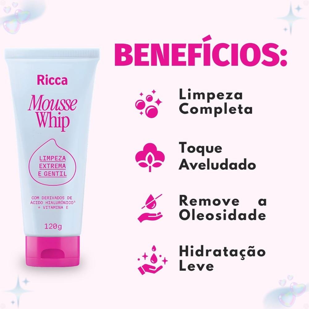 Sabonete Facial Ricca Mousse Whip 120g 120g 6