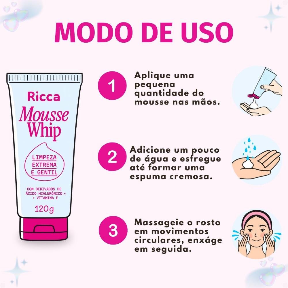 Sabonete Facial Ricca Mousse Whip 120g 120g 4