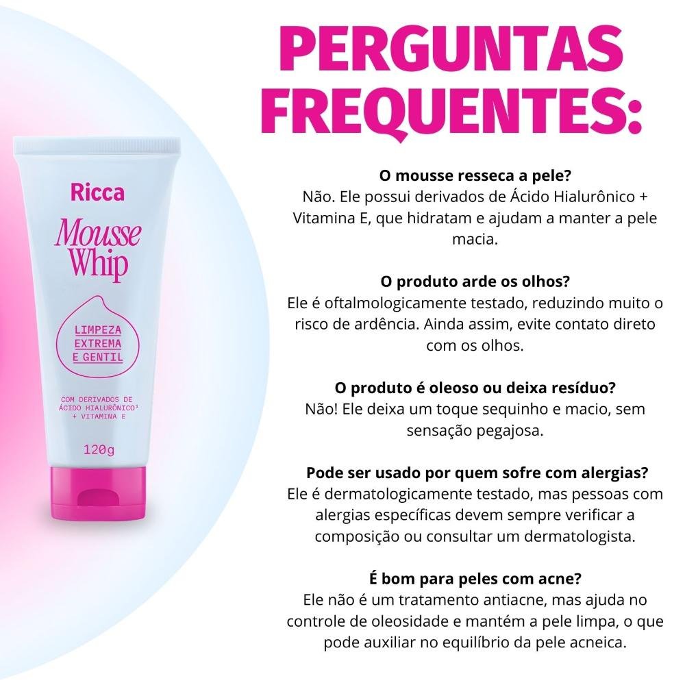 Sabonete Facial Ricca Mousse Whip 120g 120g 5