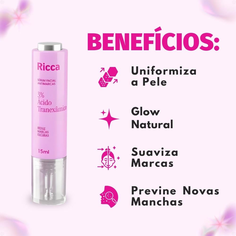 Sérum Facial Antimarcas Ricca 3% Ácido Tranexâmico 15ml 15ml 2