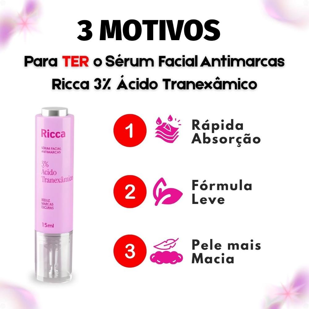 Sérum Facial Antimarcas Ricca 3% Ácido Tranexâmico 15ml 15ml 5