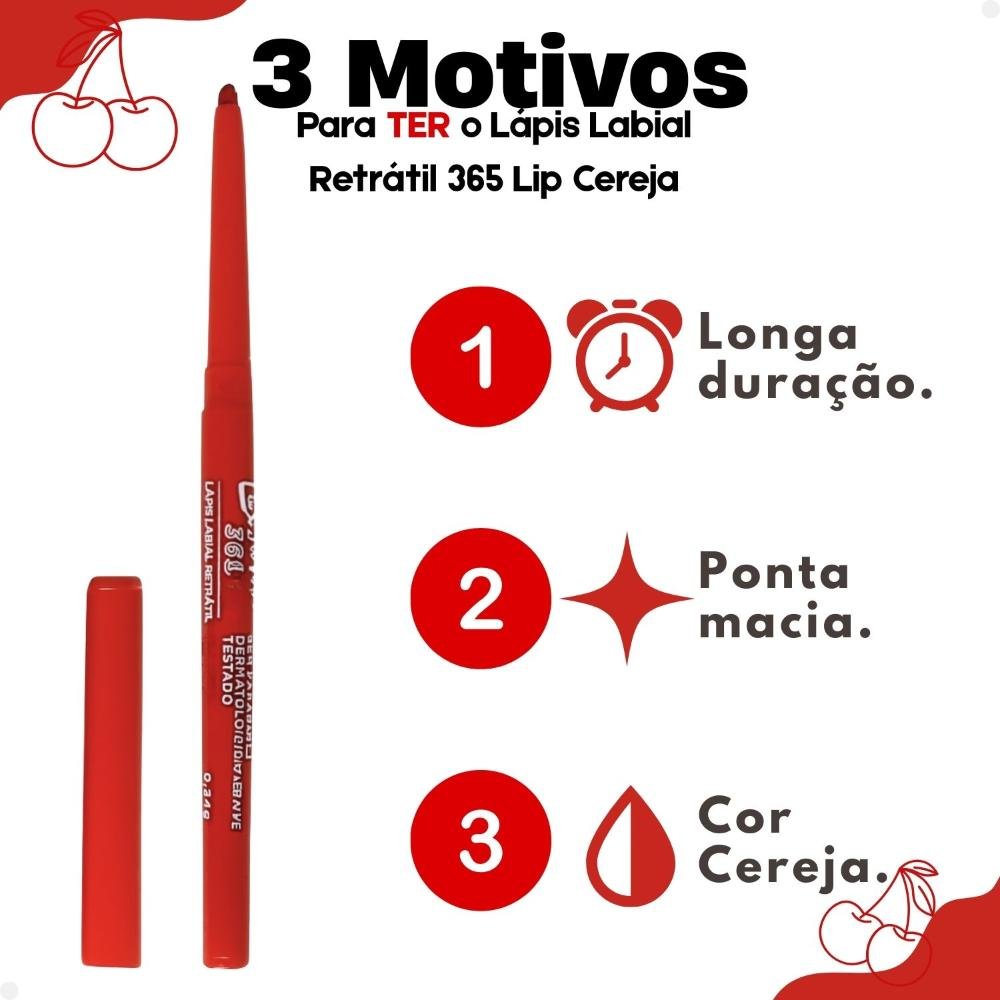 Lápis Labial Retrátil Luisance 365 Lip Cereja 0,24g Cereja 7