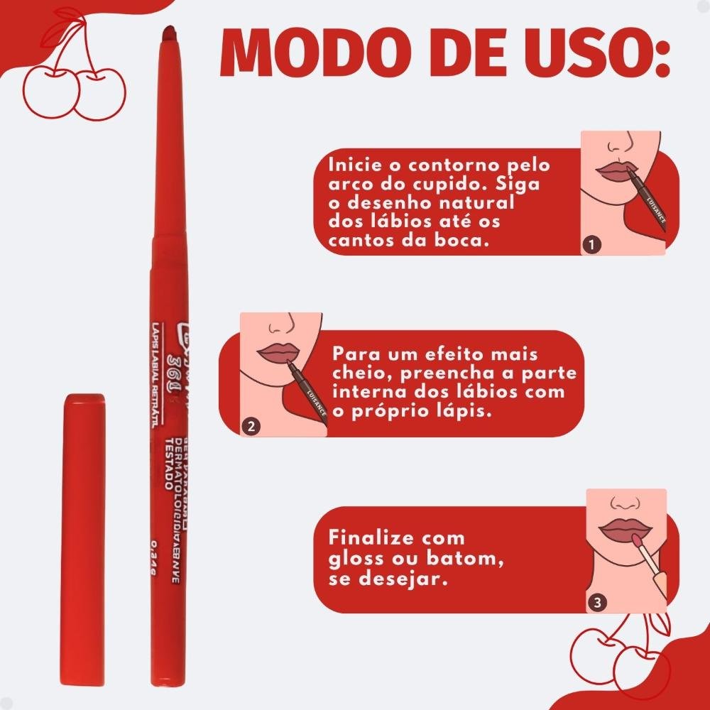 Lápis Labial Retrátil Luisance 365 Lip Cereja 0,24g Cereja 8