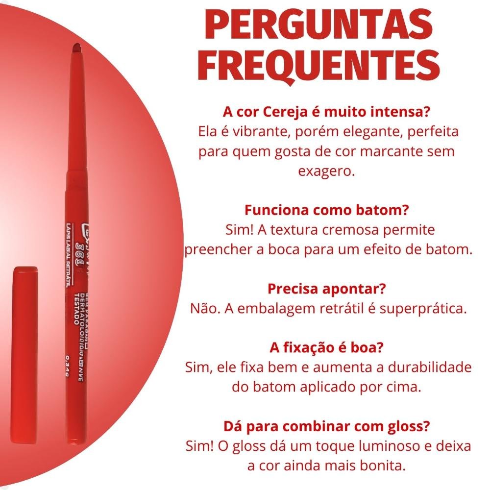 Lápis Labial Retrátil Luisance 365 Lip Cereja 0,24g Cereja 9