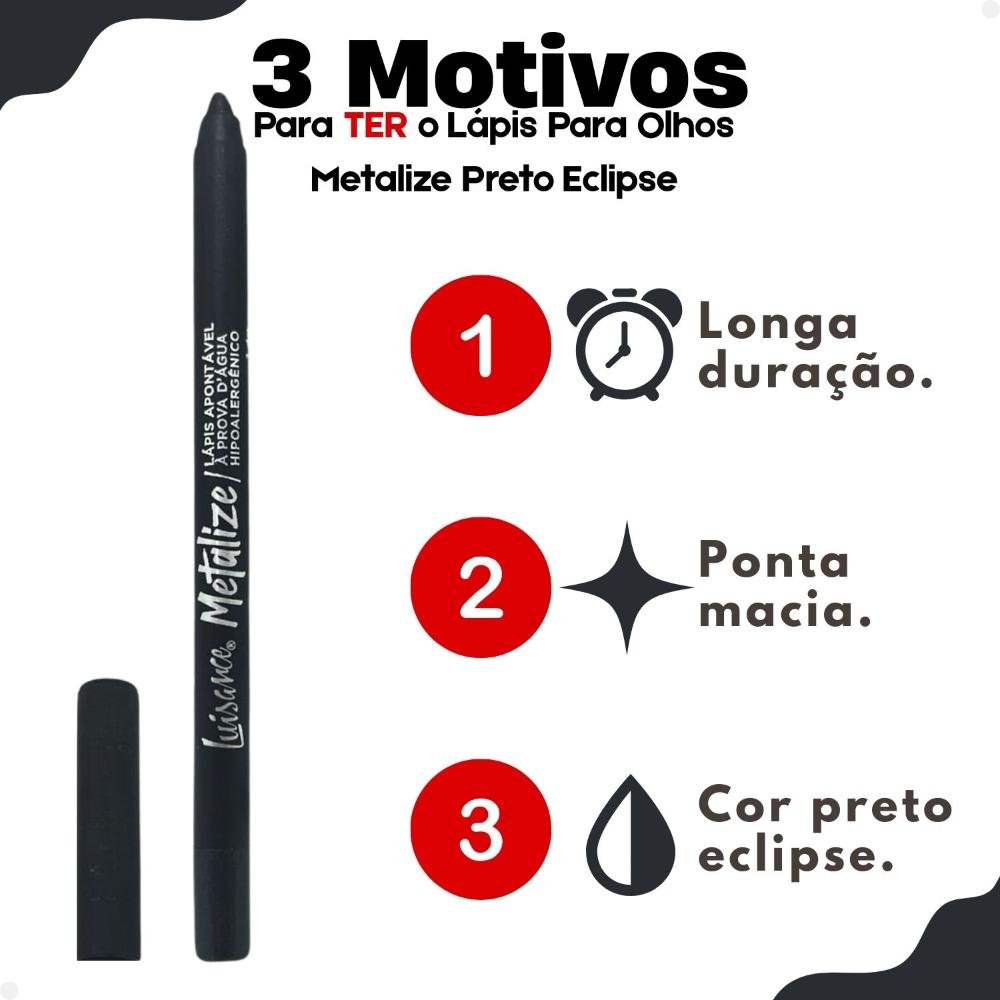 Lápis Para Olhos Luisance Metalize Preto Eclipse L5215 Eclipse 7