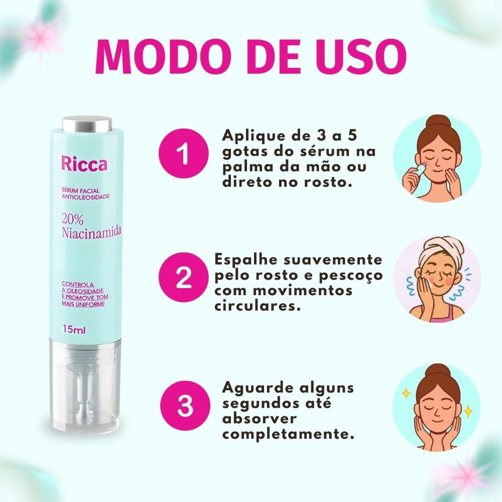 Sérum Facial Antioleosidade Ricca 20% Niacinamida 15ml 15ml 5