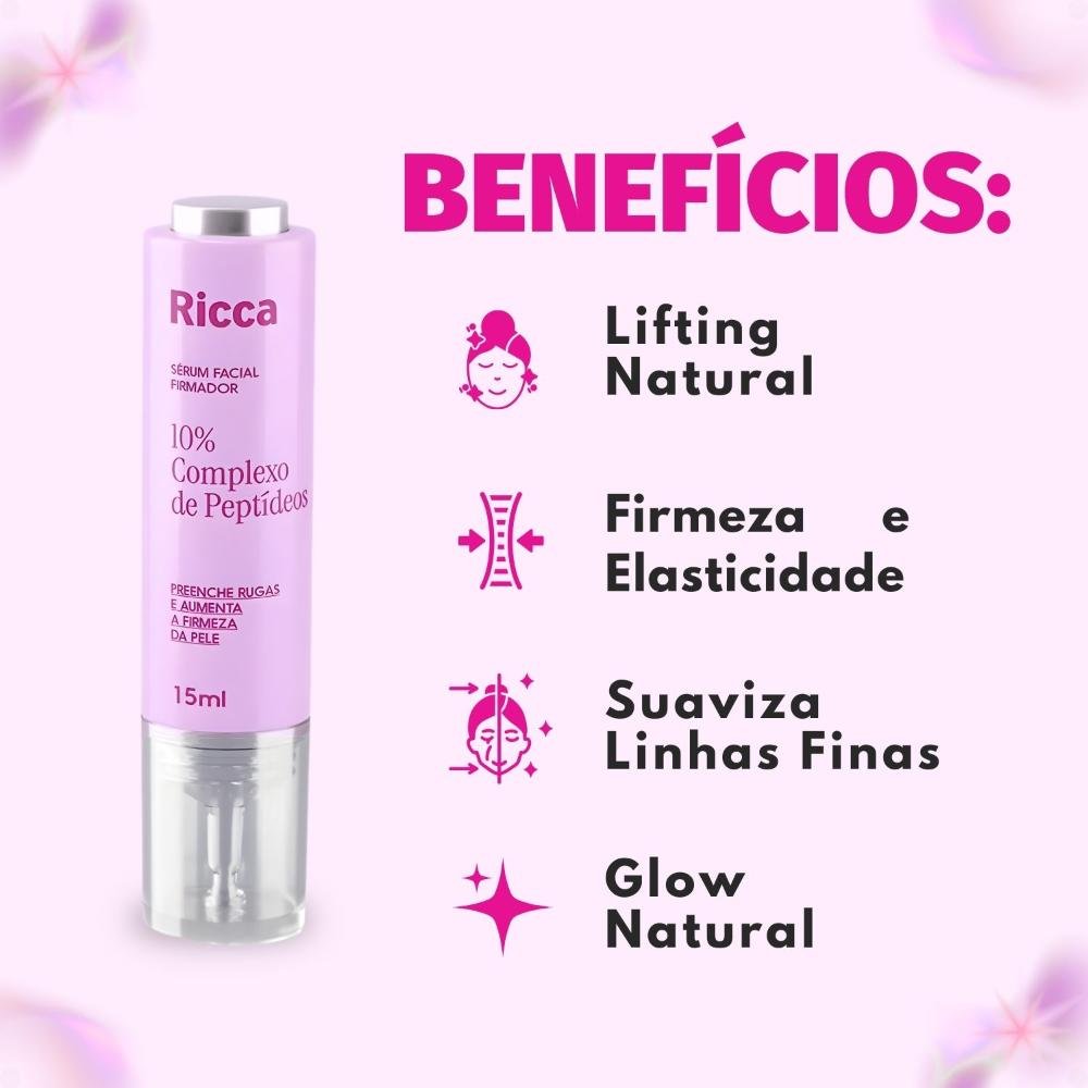 Sérum Facial Firmador Ricca 10% Complexo De Peptídeos 15ml 15ml 2