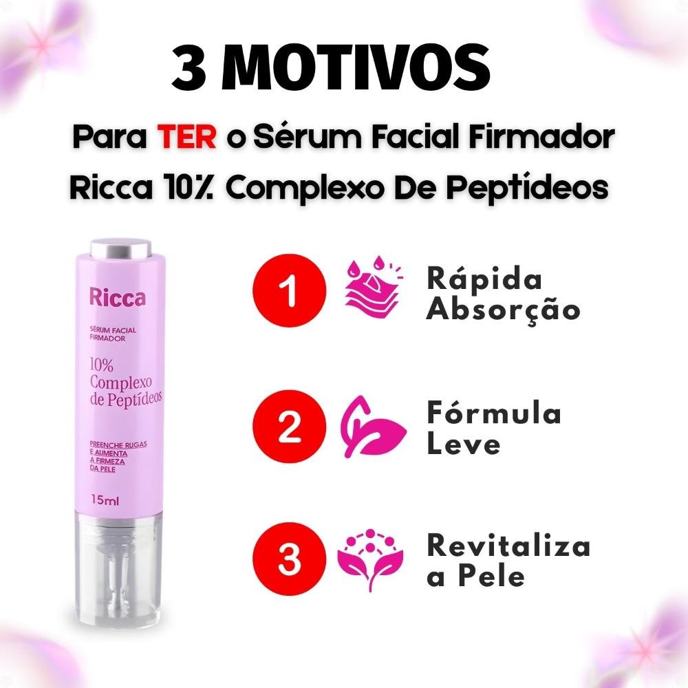 Sérum Facial Firmador Ricca 10% Complexo De Peptídeos 15ml 15ml 4