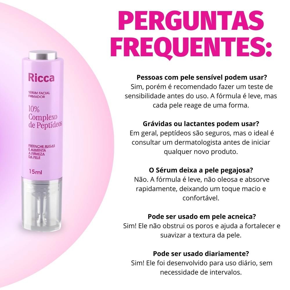 Sérum Facial Firmador Ricca 10% Complexo De Peptídeos 15ml 15ml 6