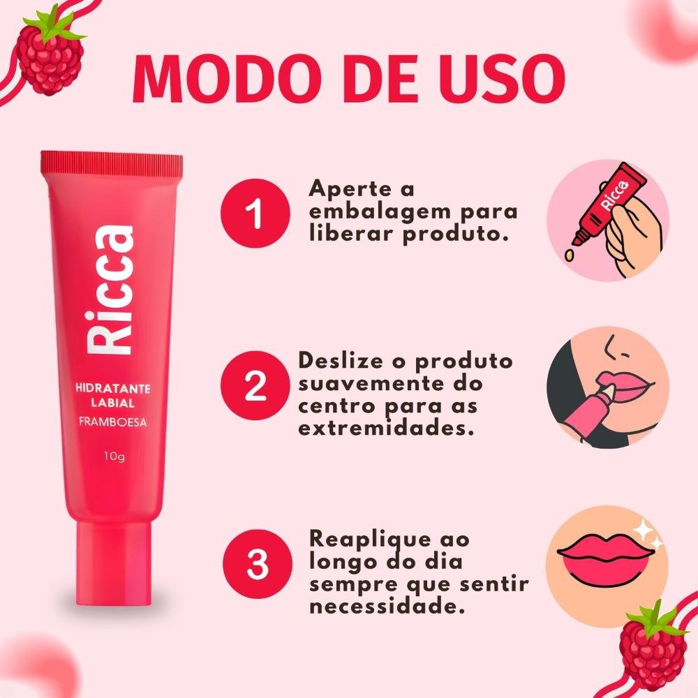 Hidratante Labial Ricca Efeito Gloss Framboesa 10g Framboesa 6