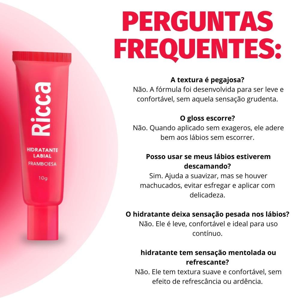 Hidratante Labial Ricca Efeito Gloss Framboesa 10g Framboesa 7