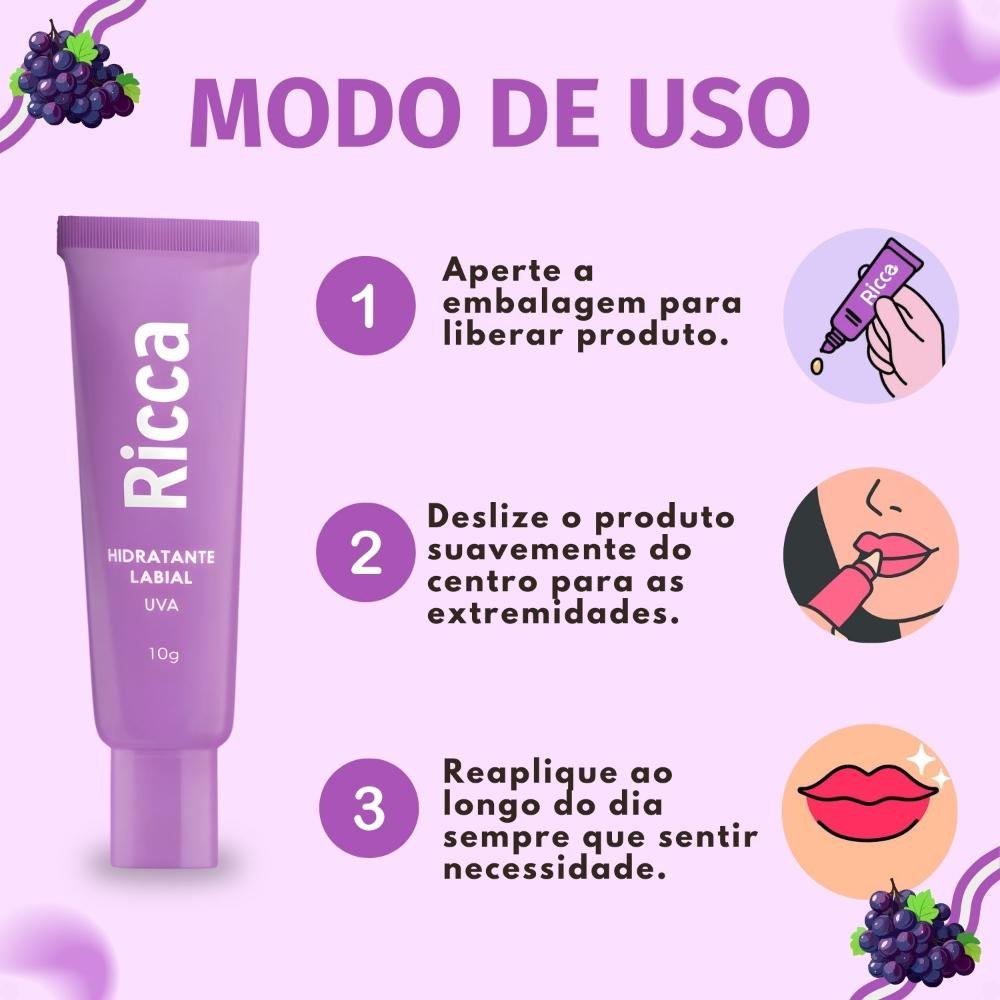 Hidratante Labial Ricca Efeito Gloss Uva 10g Uva 6
