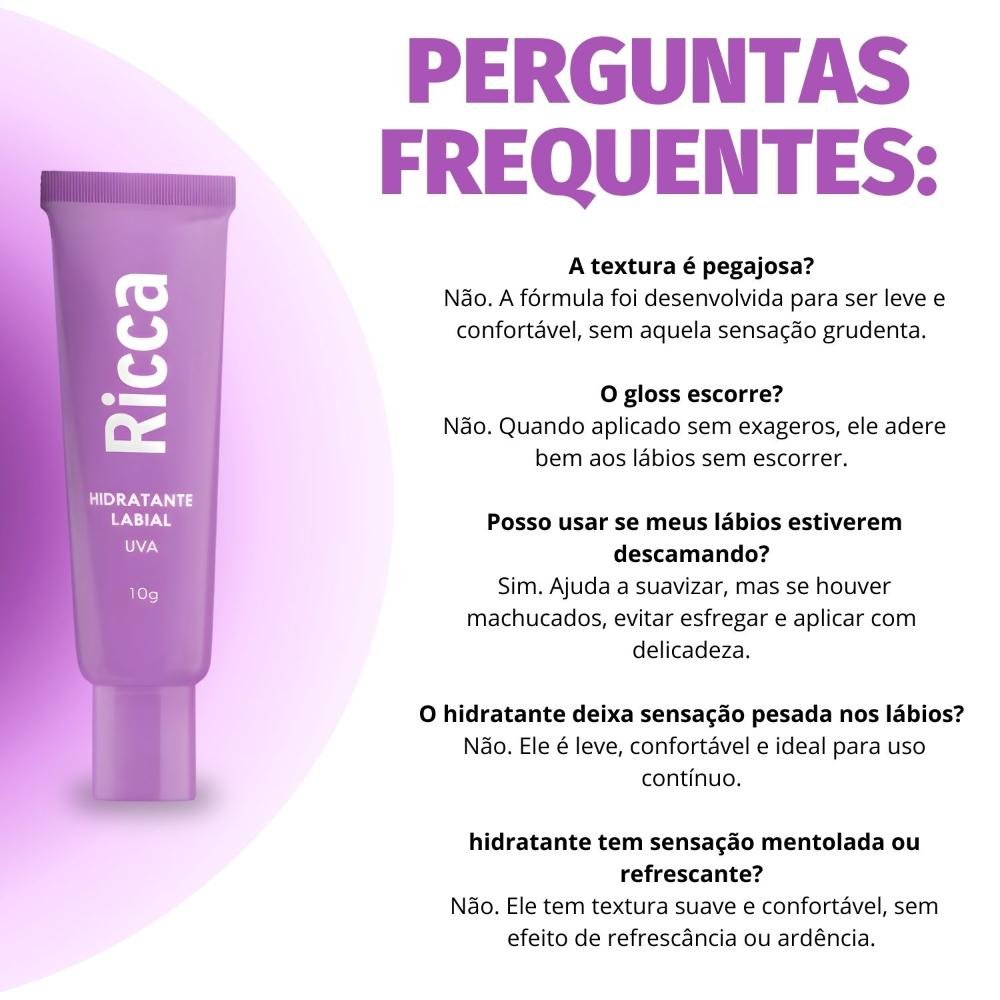 Hidratante Labial Ricca Efeito Gloss Uva 10g Uva 7