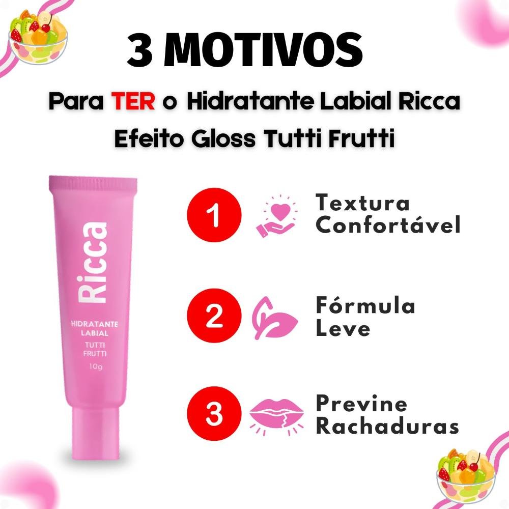 Hidratante Labial Ricca Efeito Gloss Tutti Frutti 10g Tutti Frutti 5