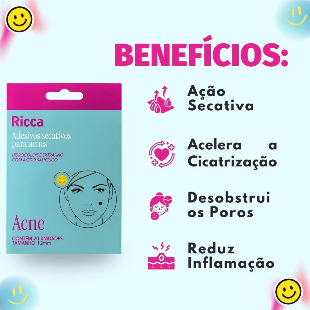 Adesivos Secativos Para Acnes Ricca Smile Com 20 Unidades Cód. 3869 ÚNICO 2