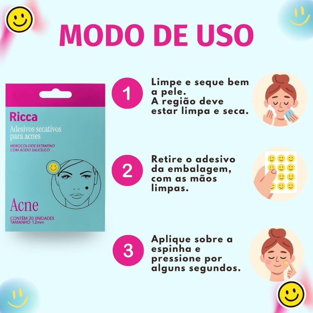 Adesivos Secativos Para Acnes Ricca Smile Com 20 Unidades Cód. 3869 ÚNICO 6