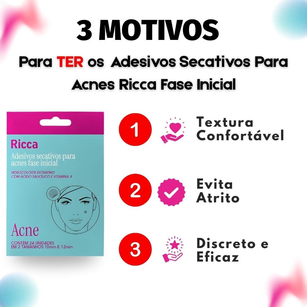 Adesivos Secativos Para Acnes Ricca Fase Inicial Com 24 Unidades Cód. 3866 ÚNICO 5