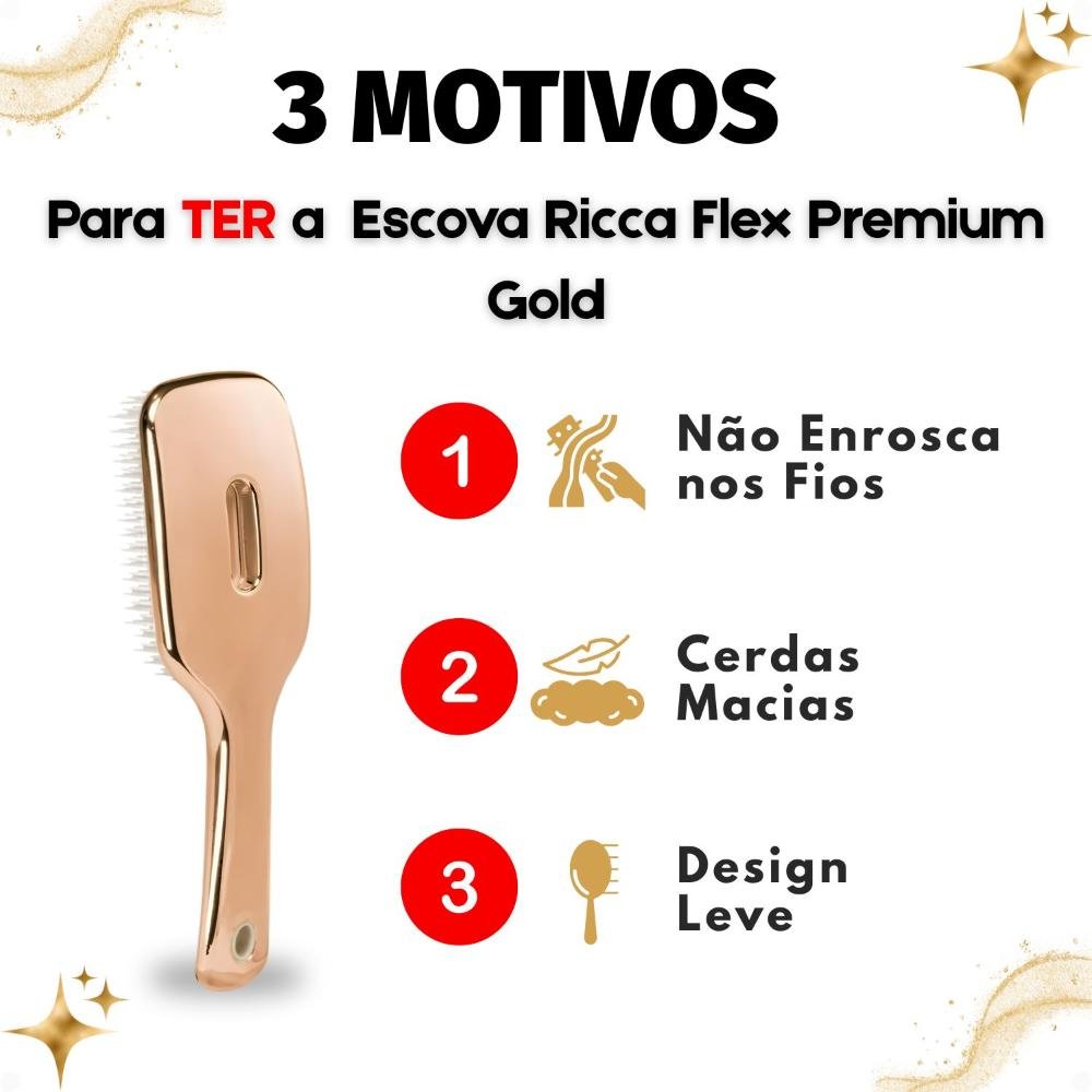 Escova Ricca Flex Premium Gold Cód. 2455 Dourado 3