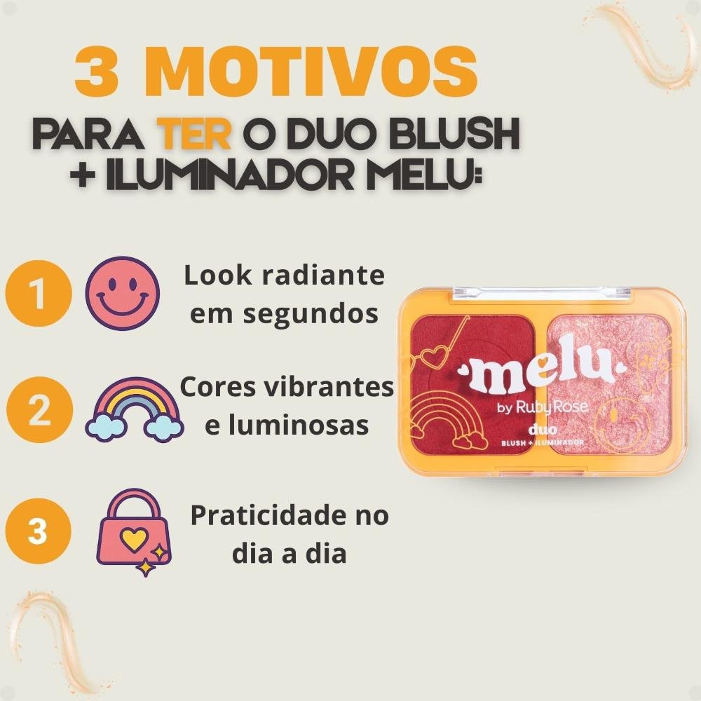 Duo Blush e Iluminador Melu Garden Love Again RR1002-1 ÚNICO 4