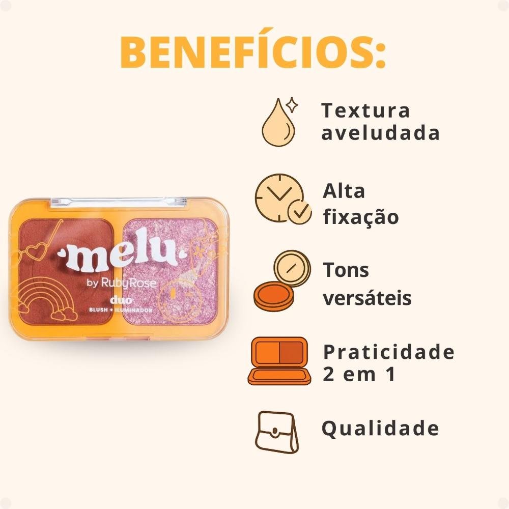 Duo Blush e Iluminador Melu Potion Last Dance RR1002-2 ÚNICO 2