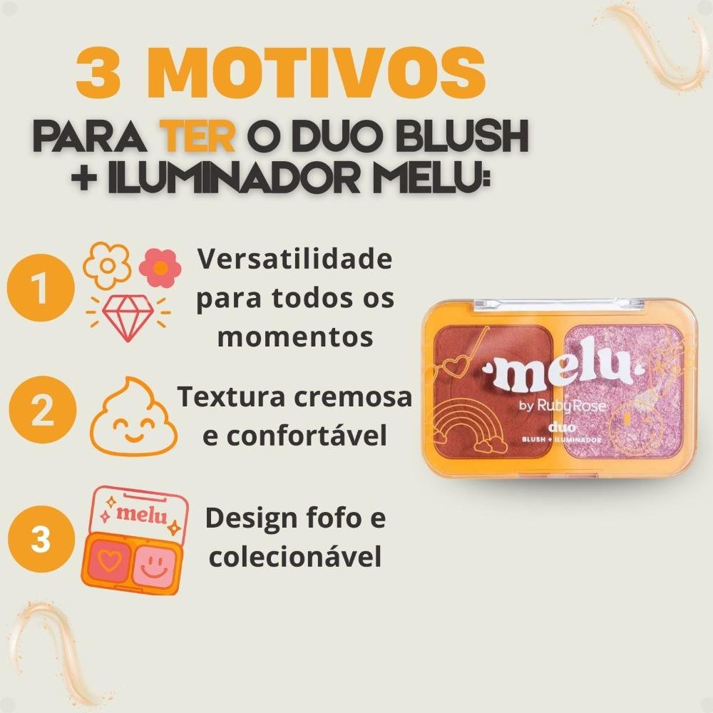 Duo Blush e Iluminador Melu Potion Last Dance RR1002-2 ÚNICO 4