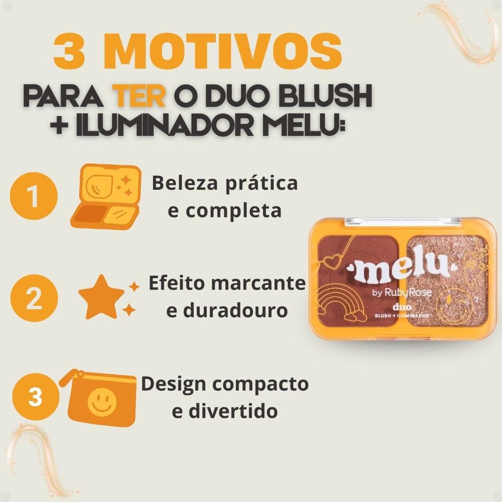 Duo Blush e Iluminador Melu New Rules Dreams RR-1002-3 ÚNICO 4