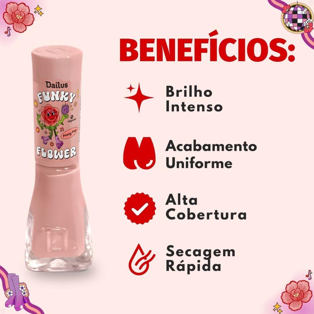 Esmalte Cremoso Dailus Funk Flower Peony Pop 8ml Peony Pop 2
