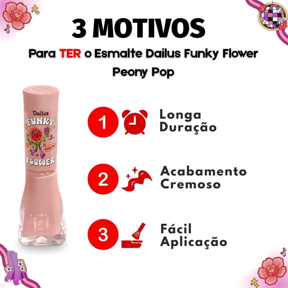 Esmalte Cremoso Dailus Funk Flower Peony Pop 8ml Peony Pop 5
