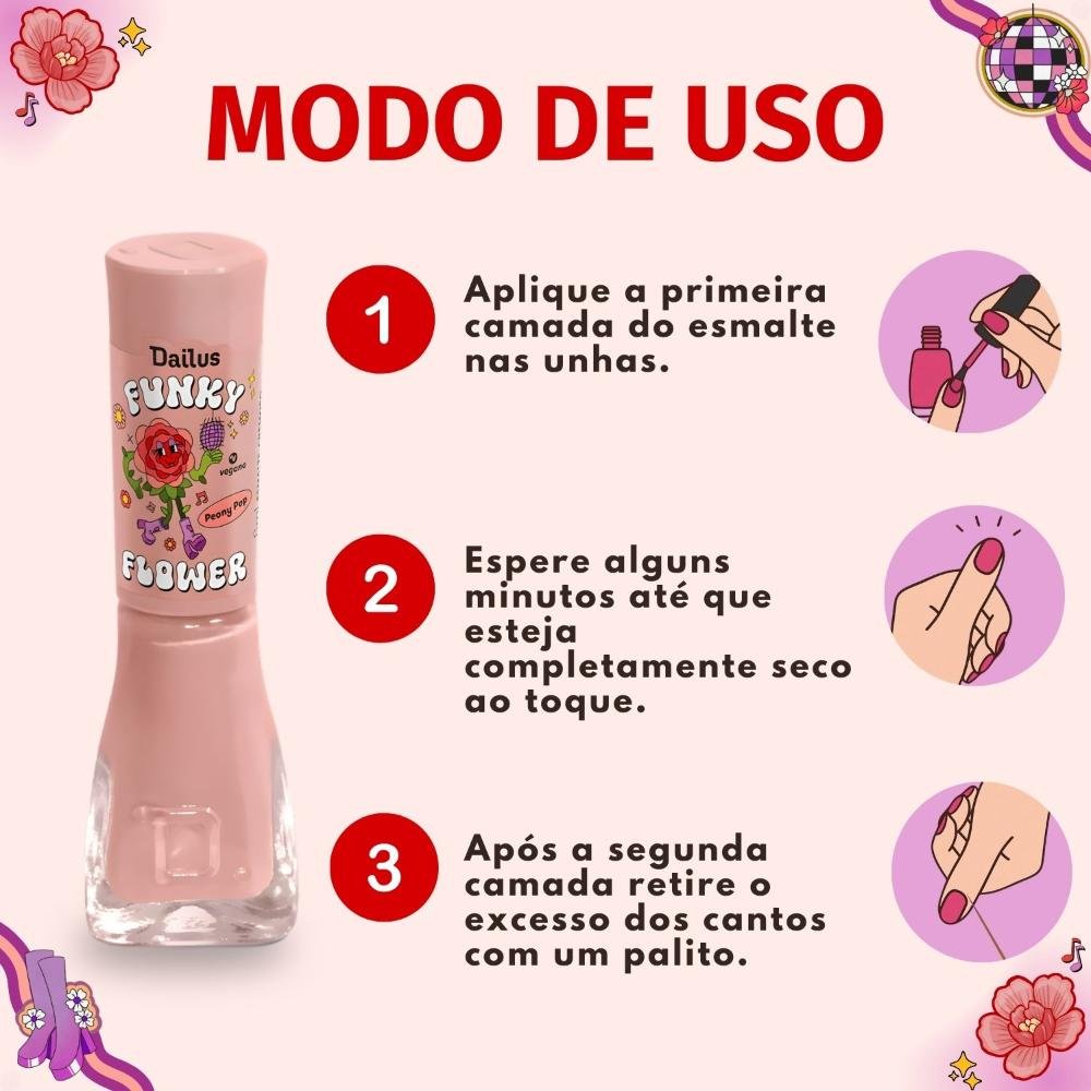 Esmalte Cremoso Dailus Funk Flower Peony Pop 8ml Peony Pop 6