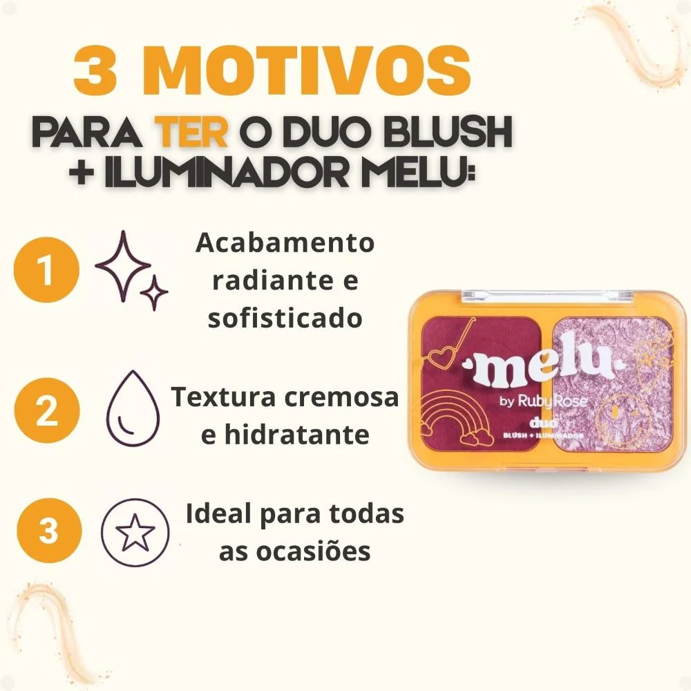 Duo Blush e Iluminador Melu Levitating Fever RR1002-4 ÚNICO 4