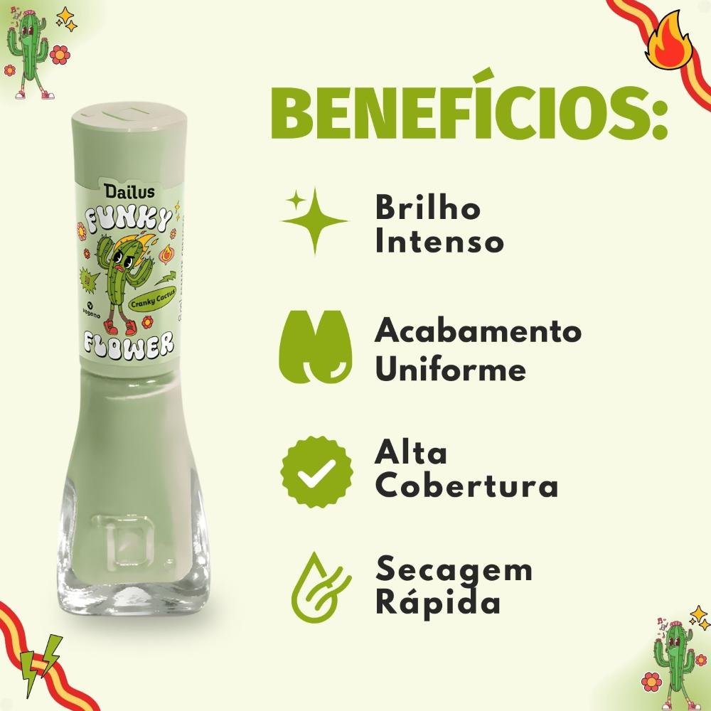Esmalte Cremoso Dailus Funky Flower Cranky Cactus 8ml Cranky Cactus 2