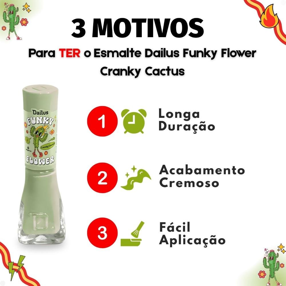Esmalte Cremoso Dailus Funky Flower Cranky Cactus 8ml Cranky Cactus 5