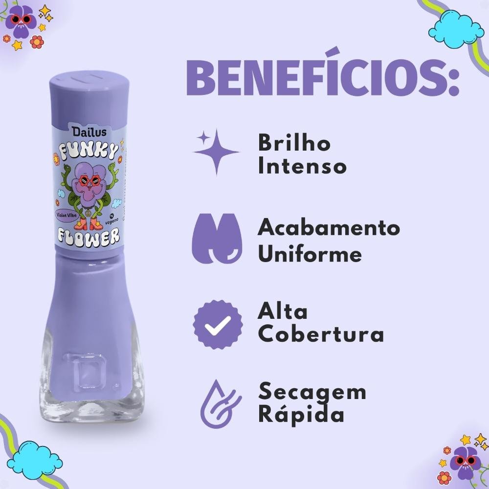 Esmalte Cremoso Dailus Funky Flower Violet Vibe 8ml Violet Vibe 4
