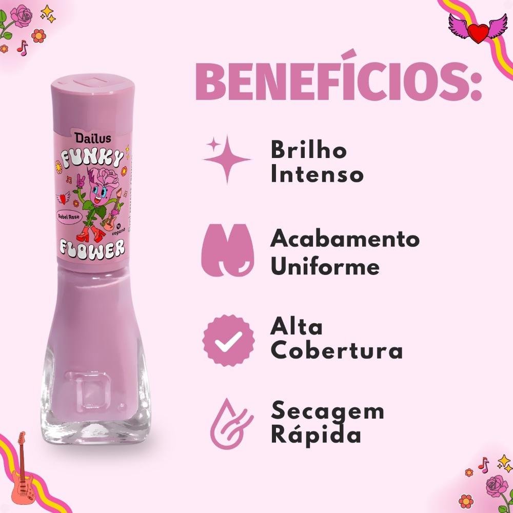 Esmalte Cremoso Dailus Funky Flower Rebel Rose 8ml Rebel Rose 2