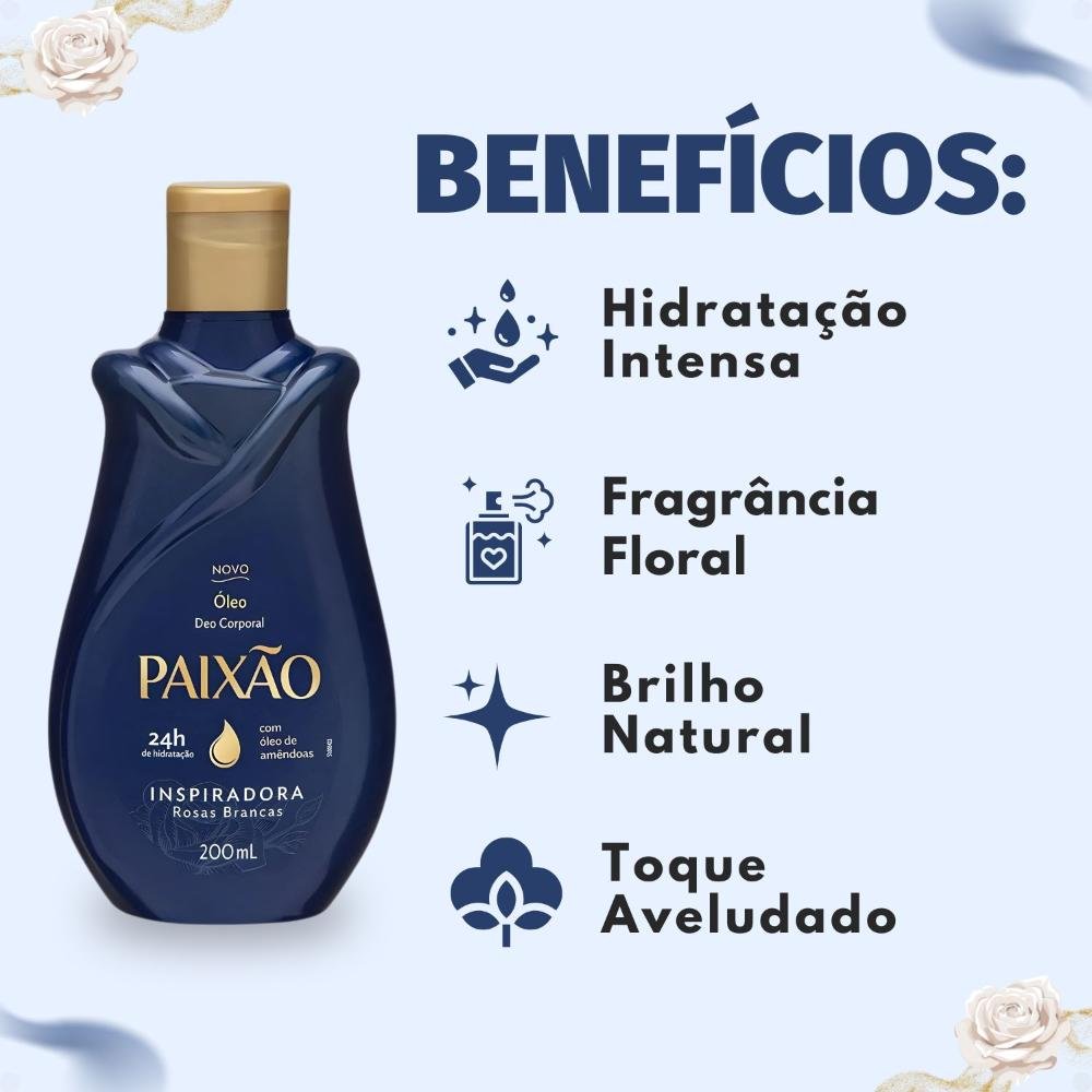 Óleo Corporal Paixão Inspiradora Rosas Brancas 200ml 200ml 2