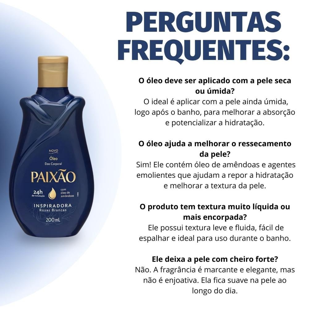 Óleo Corporal Paixão Inspiradora Rosas Brancas 200ml 200ml 7