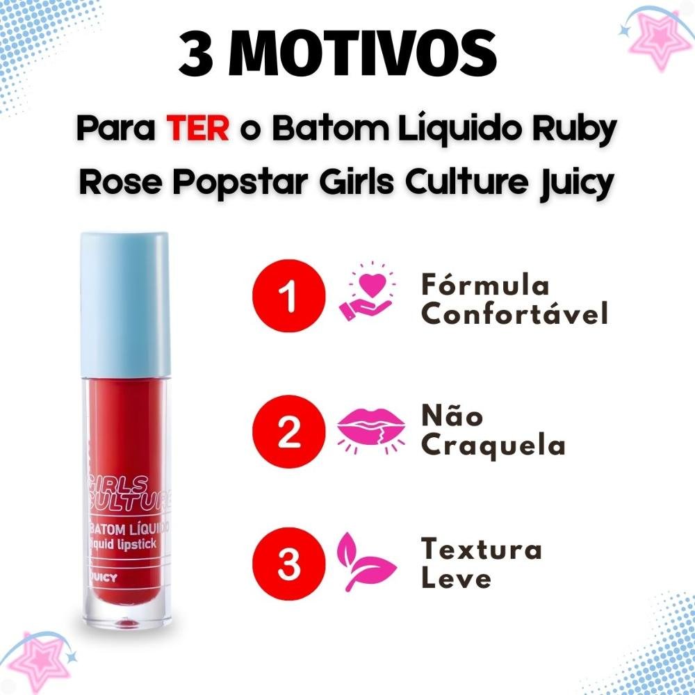 Batom Líquido Ruby Rose Popstar Girls Culture Juicy Hb-l6204-5 Juicy 5